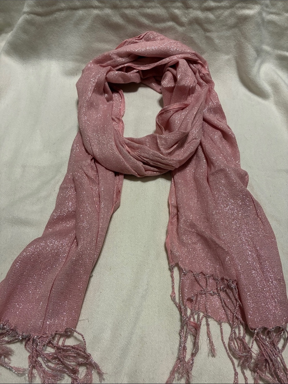 Maurices Pink Sparkle Fringe Scarf